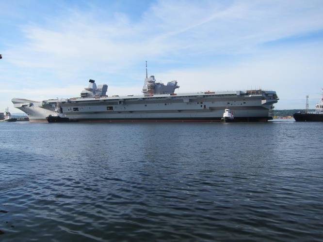 HMS Queen Elizabeth floating