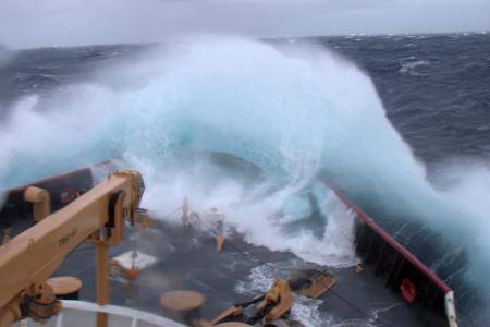 The Icebreaker Coast Guard Cutter Polar Star experienced 50-knot winds, 20-foot seas and 40-degree rolls, Jan. 5, 2014. (Coast Guard photo by Coast Guard Cutter Polar Star)