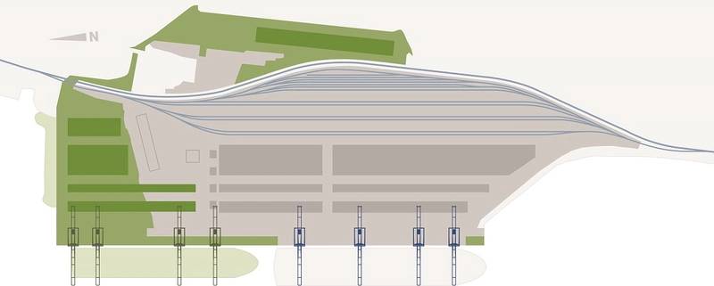Illustration of expanded layout of Fairview Container Terminal -- green indicates expansion (Image credit: Prince Rupert Port Authority)