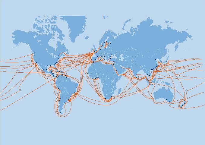 In Hapag-Lloyd's service network, all continents are connected with each other. (Photo: Hapag-Lloyd)
