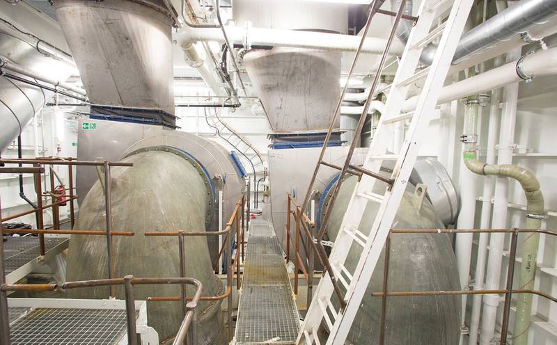 AEP inside the stack of a Royal Caribbean Ship. Photo: Royal Caribbean Cruises Ltd.