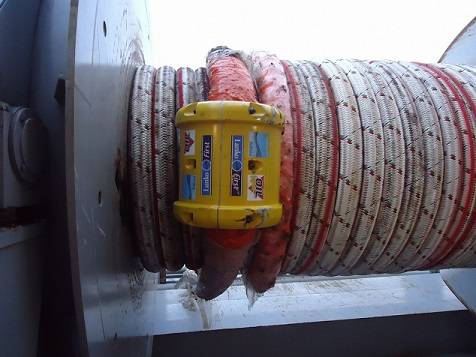 Lankofirst fiber rope connector on mooring line winch