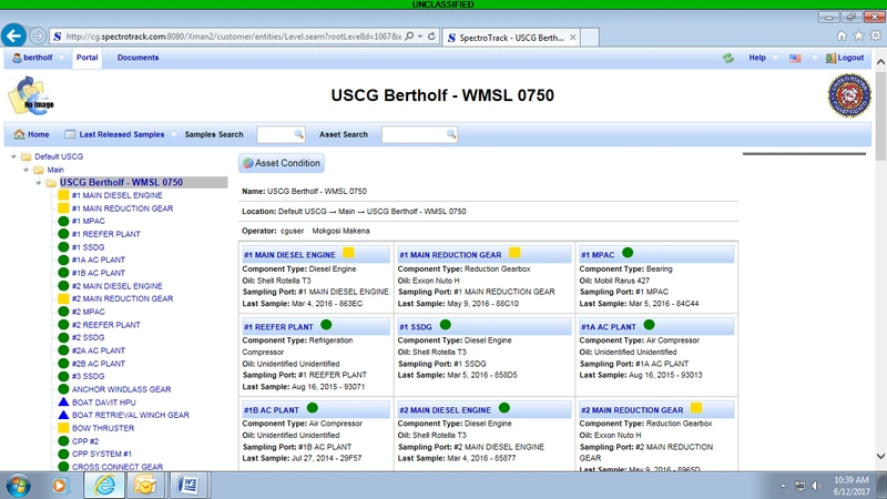 Ship level view provides access to results of various equipment (Photo courtesy USCG)