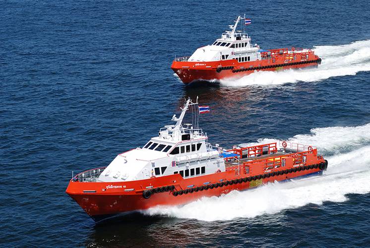 Marsun’s 36-meter crew boat hull was the platform for the Royal Thai Navy patrol boats