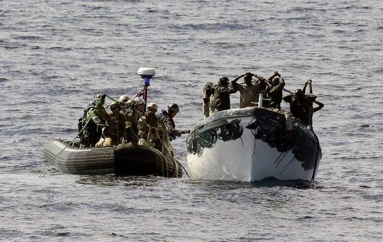 HMAS Melbourne's boarding party intercepts a suspected pirate boat. (Photo: ABIS Jayson Tufrey)