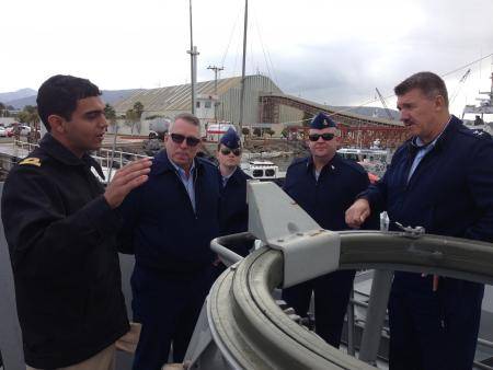 Members of the 11th Coast Guard District take a tour of the Naval Vessel Monasterio, a Mexican Naval ship, in Ensenada, Mexico, Thursday, Dec. 5, 2013. The trip was in part of a joint two-day search and rescue exercise with members of the Mexican Navy. U.S. Coast Guard photo.