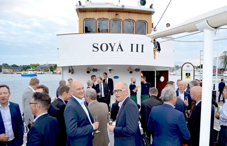 Mingling onboard M/S Soya III during PureBallast ballast water treatment system 10-year anniversary (Photo: Alfa Laval)