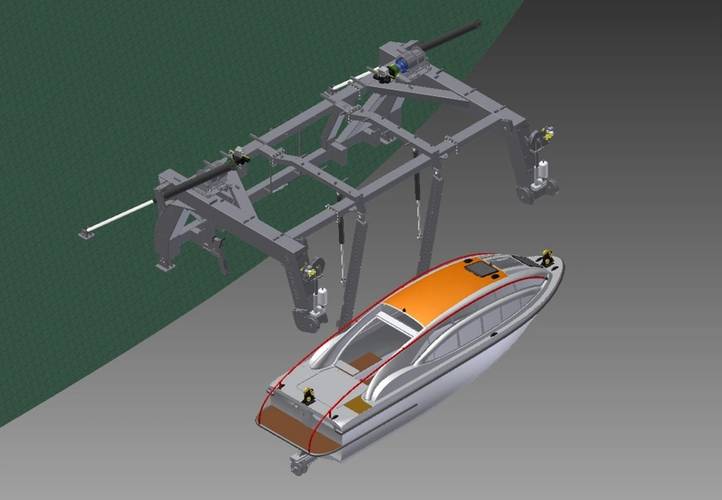 Multipurpose Davit for PGS Ramform in open position