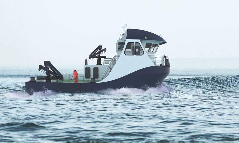 New Workhorse: An XWB aquaculture service vessel, part of a concept line that includes a seafood harvesting variant. (Illustration: Harald Bigset)
