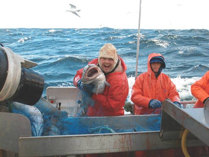 Newly Popular: Fishermen on Rapp Syd net retrieval gear. (Photo: Solbjoerg Solgaard)