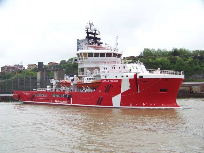 Ocean Falcon, the latest vessel to be launched as part of Atlantic Offshore Rescue’s fleet modernization program (Photo: Atlantic Offshore)