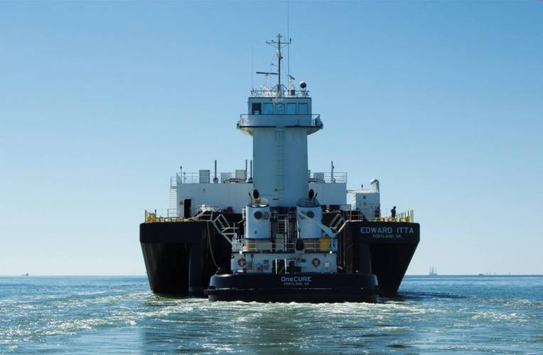 Oceangoing tug Kapena Jack Young built for Young Brothers Ltd in Honolulu conducts sea trials
south of Port Fourchon