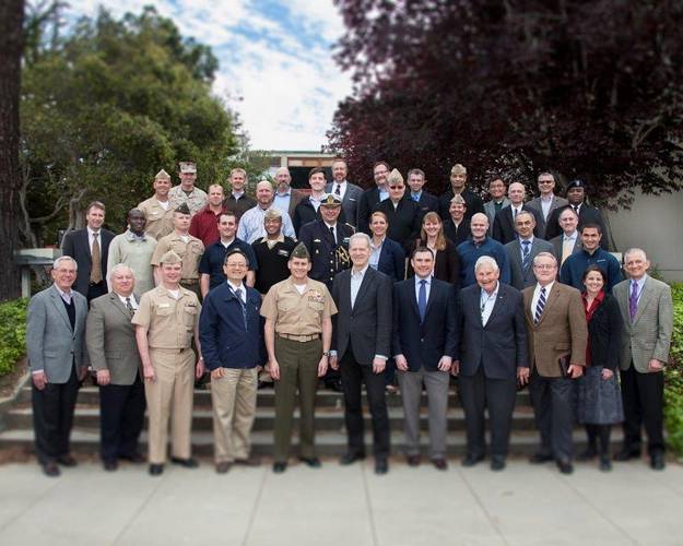 The participants at the Littoral Operations Center inaugural wargame planning workshop in Monterey, California. (U.S. Navy photo by Javier Chagoya)