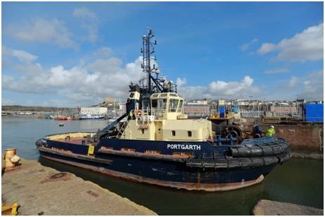 Portgarth enters the dry dock at Milford Docks (Photo: Haven Marine Services)