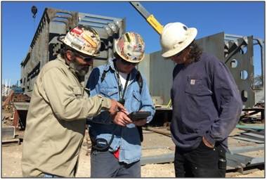 Production Team Leaders Carry Ruggedized Tablets and Stay Connected to Project (Photo: Horizon)