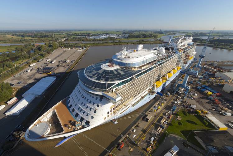 Quantum of the Seas under construction at Meyer Werft shipyard. Credit: Meyer Werft