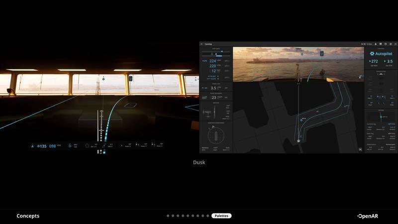 Render of head mounted AR interfaces (left side) versus screen based AR interface (right side). Render by Jon Fauske, copyright Oslo School of Architecture and design. Image courtesy Kjetil Nordby