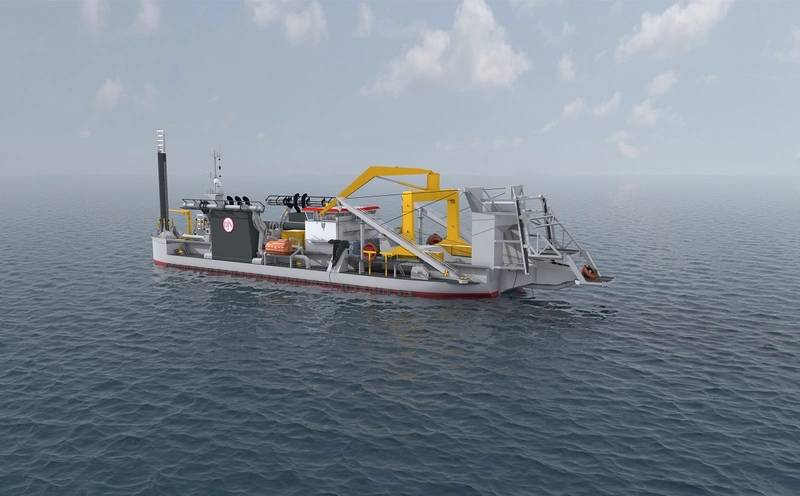 Rendering of the Jan De Nul Group newbuilding JDN8069 that, upon completion, will become the largest cutter-suction dredger in the world (Image: Jan De Nul Group)