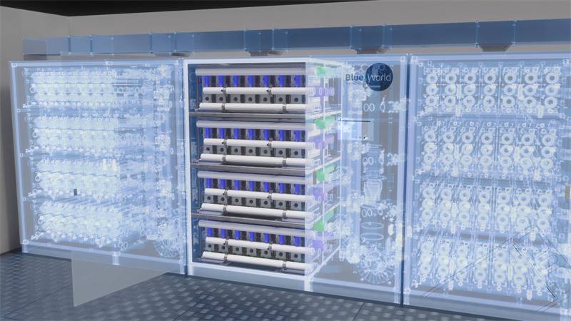 Rendering of a 200 kW fuel cell module (Credit: Blue World Technologies)
