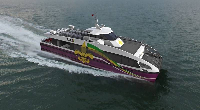 Rendering of the 105’ 149-passenger aluminum catamaran vessel that Metal Shark will produce under a two-boat contract for The New Orleans Regional Transit Authority (Image: Metal Shark)