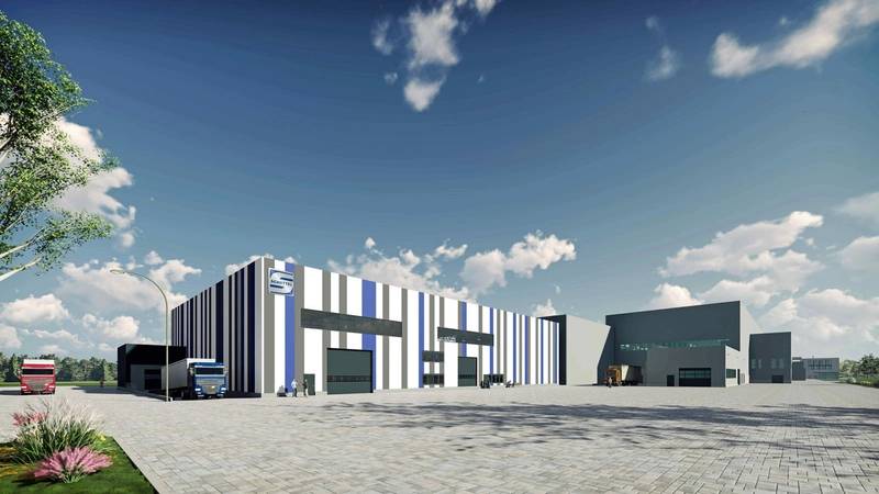 Rendering of the new logistics center (Credit: Schottel)