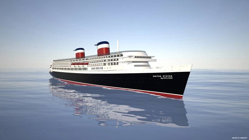 Rendering of the restored SS United States by Crystal Cruises. (Image: Crystal Cruises)
