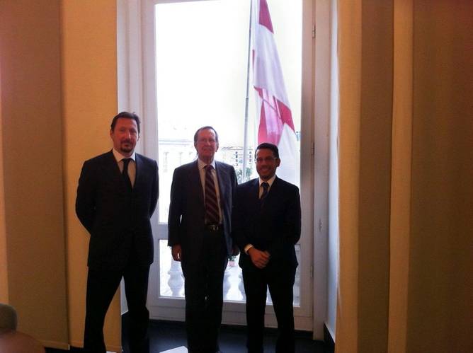 from left to right: Alberto Delle Piane (Managing Director), Giovanni Delle Piane (President), Andrea Trevisan (Damen Regional Sales Manager)