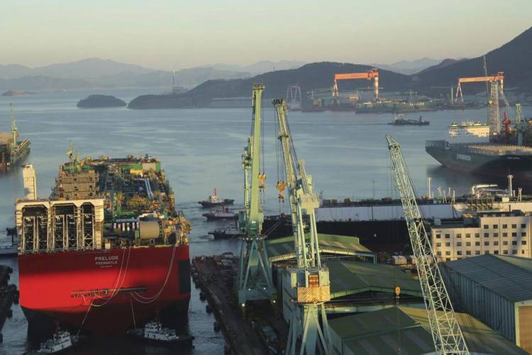 Samsung is building two FLNGs, including the massive Prelude FLNG for Shell.