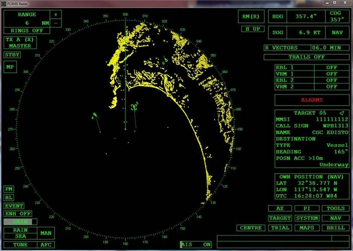 screen shot of the radar software