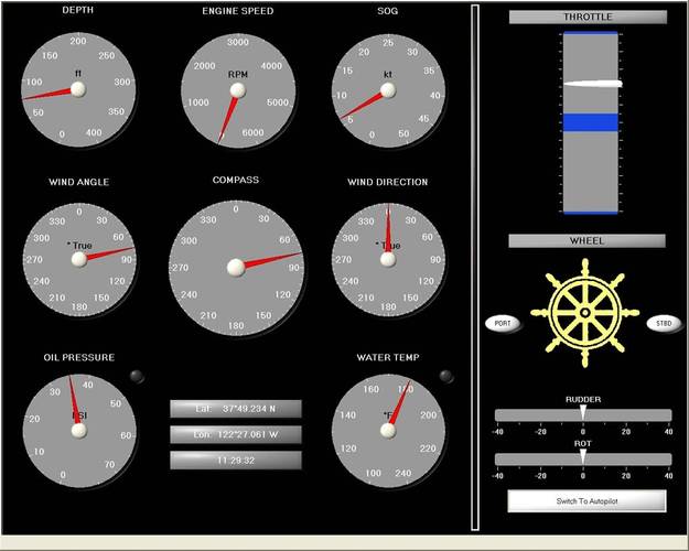 screen shot of the Virtual Steering Stand software that is part of the system