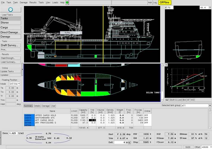Screenshot of NAPA Loading Computer for and Offshore vessel