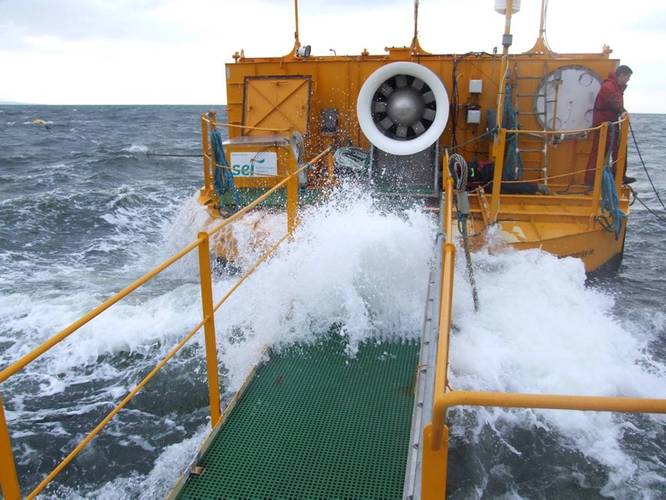 A smaller prototype tested in Galway Bay, Ireland. (Photo: Ocean Energy)