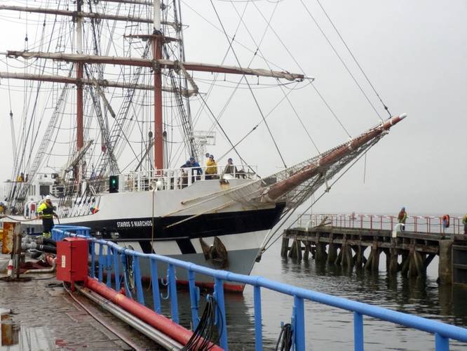 Tall ship Stavros S Niarchos in for general maintenance and repairs
