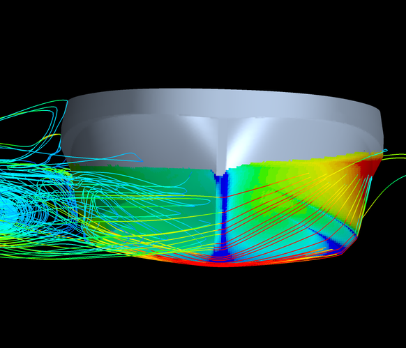 ART 80-32 hull in CFD side stepping test at 6 knots