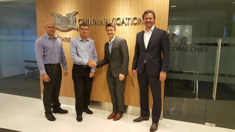 From left: Stuart Jones (General manager Fleet, China Navigation), Martin Cresswell (Fleet Director, China Navigation), David Watts (Commercial Director Asia) and Nico van Leeuwen (Director Global Sales). (Photo: CNCo)