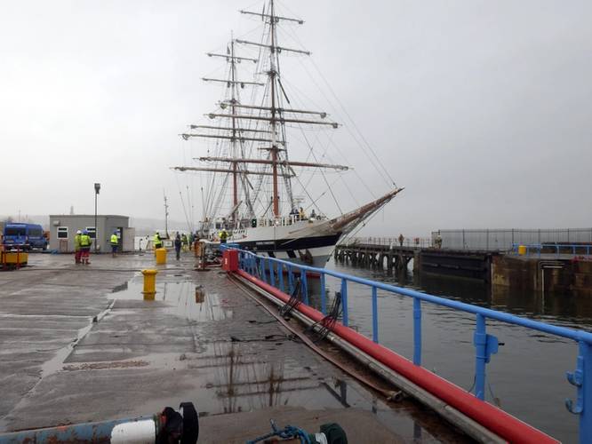 Tall ship Stavros S Niarchos in for general maintenance and repairs