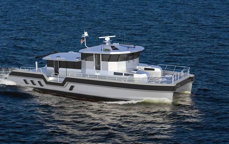 The 75' Endurance catamaran is one of the vessels to be built at Metal Shark's new facility, which will support the company's aluminum and steel shipbuilding operations for vessels up to 250'. (Photo courtesy of Metal Shark)