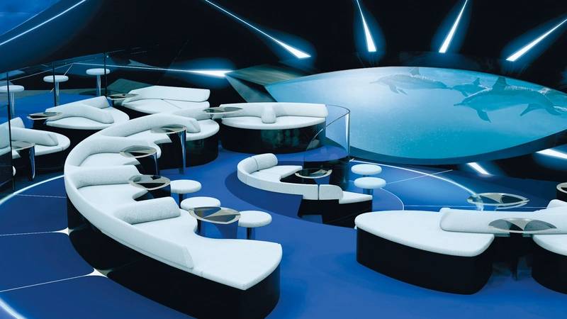 The Blue Eye Lounge.  (c) PONANT - JACQUES ROUGERIE ARCHITECTE