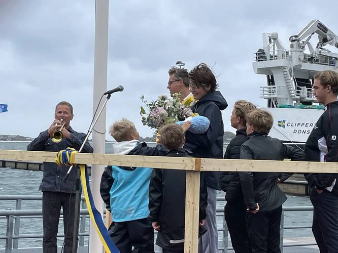 The christening of the CTV IMPRESSER was a joyful event, well attended by a wide spectrum of industry stakeholders. On the Dais were the many children of both N-O-S executives David Kristensson and Martin Landstrom. Following the playing of both the Swedish and Danish national  anthems, the magic moment took place to thunderous applause from the joyful gathered masses.
Photo Credit: Joe Keefe