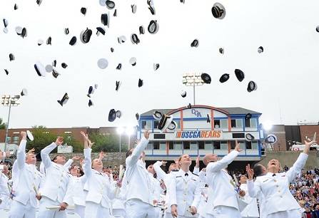The Class of 2013 celebrates at the end of their commencement. U.S. Coast Guard photo by Petty Officer 2nd Class Patrick Kelley.