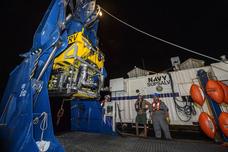 The CURV ROV is prepared for the search (Courtesy of U.S. Navy)