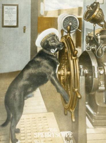 The dog with pipe and hat was used in an advertisement for Sperry Gyroscope Company circa 1927.  (Photo: Hagley Museum and Library)