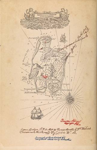 The first edition of Treasure Island by Robert Louis Stevenson, published in 1883, included a map drawn by the author. The map was an integral part of the story and was designed to spark readers' imaginations about the adventure. © National Maritime Museum, Greenwich, London.