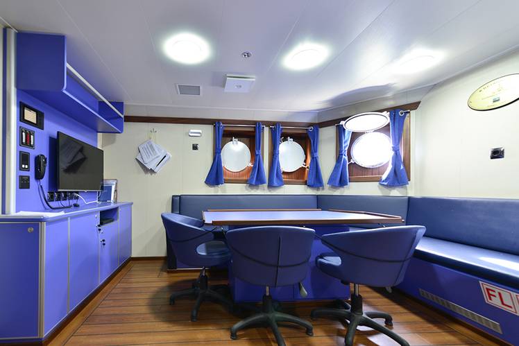 The galley is stainless steel throughout and the mess room is both roomy and attractive in decor. (Photo: Sanmar)
