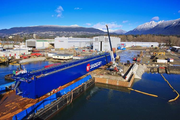 The main girder of 300-metric-ton crane arriving at Vancouver Shipyards today