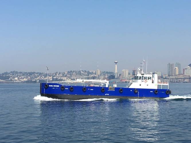 The new bunkering vessel Global Provider has been delivered to Maxum Petroleum for operation in the Pacific Northwest. (Photo: EBDG)