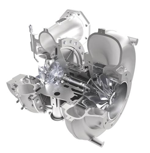 The new MAN D&T TCX17 Turbocharger for the high-pressure stage. (Image: MAN D&T)