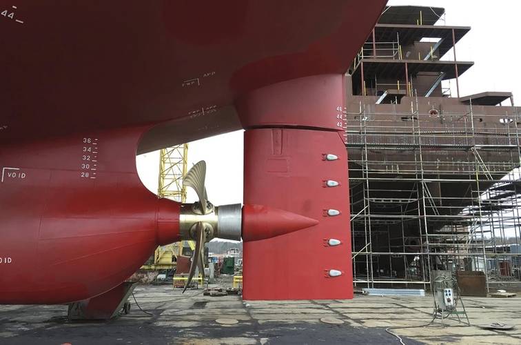 The rudder of the vessel was protected with Ecoshield. (Photo: Hydrex)