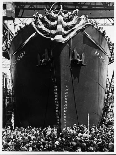 The S.S. Patrick Henry was the first of the Emergency Class Liberty  ships to be built and launched. The  famous quote by its namesake helped to give this class of ships its name. (Photo Credit: Library of Congress)