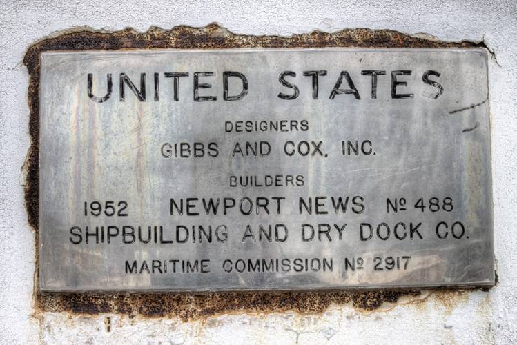 The SS United States' builder's plate. (Credit: SS United States Conservancy)